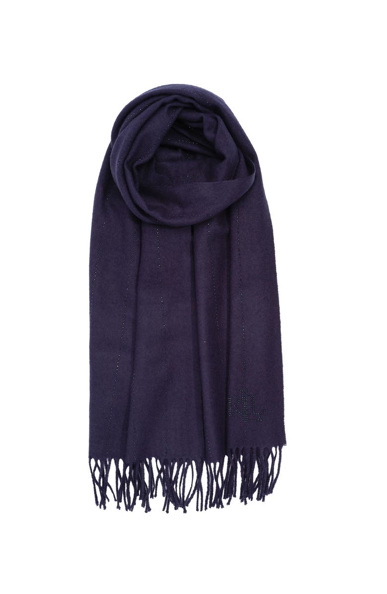 Lauren Ralph Lauren Shine Pinstripe Scarf, Main, color, Navy