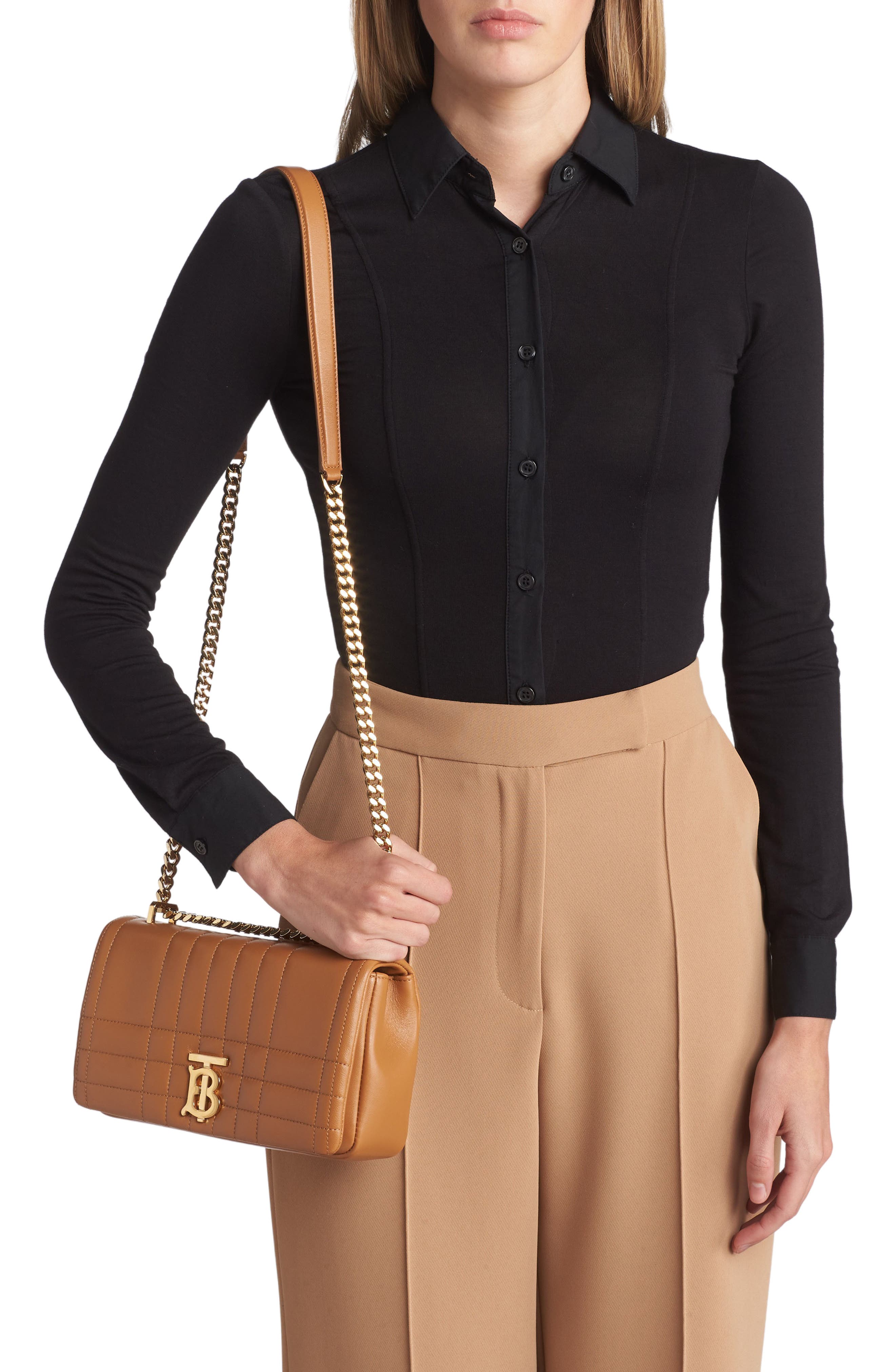 Small Lola TB Quilted Leather Shoulder Bag, Alternate, color, MARPLE BROWN