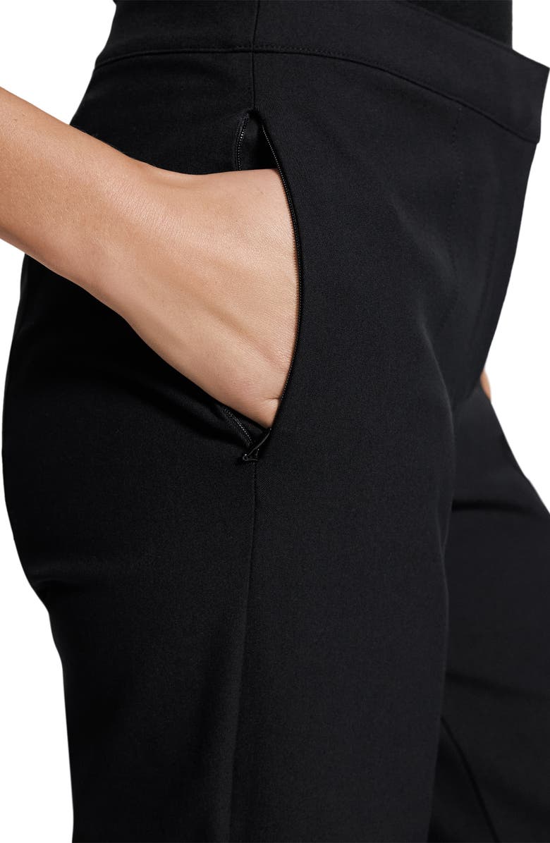 Theory Pintuck Cotton Blend Kick Flare Pants, Alternate, color, Black