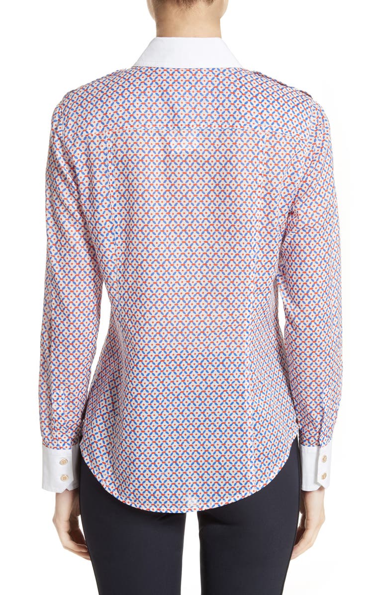 Tory Burch Brigitte Contrast Trim Blouse, Alternate, color, 