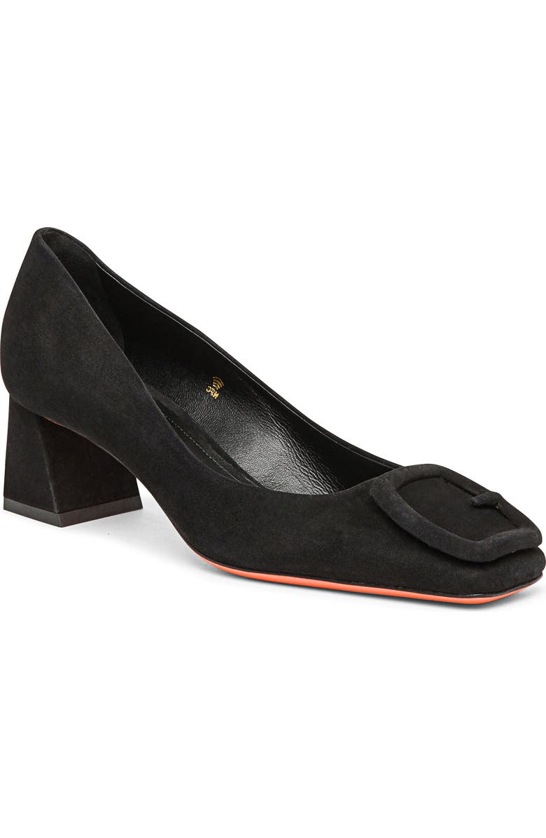 Santoni Women's Suede Low-Heel Pump, Alternate, color, Black