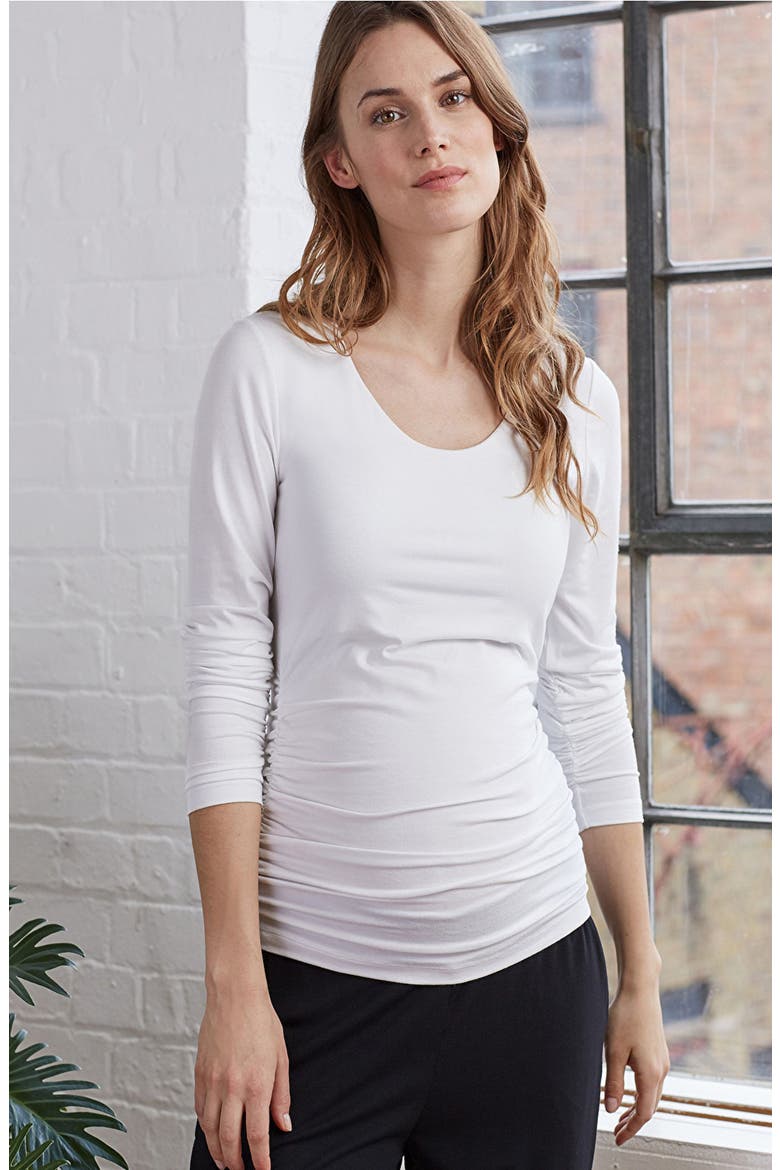 The Scoop Maternity Top, Alternate, color, PURE WHITE