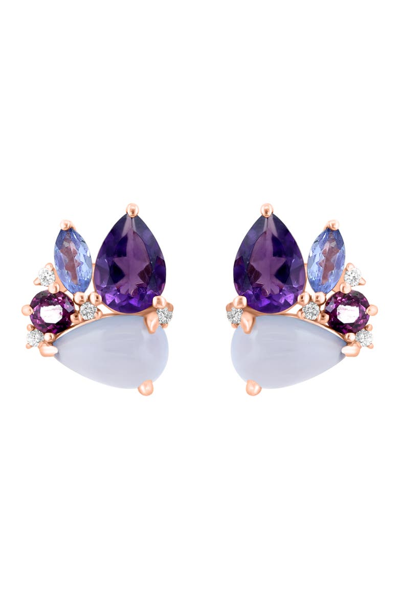 14K Gold Gemstone Earrings, Main, color, PURPLE