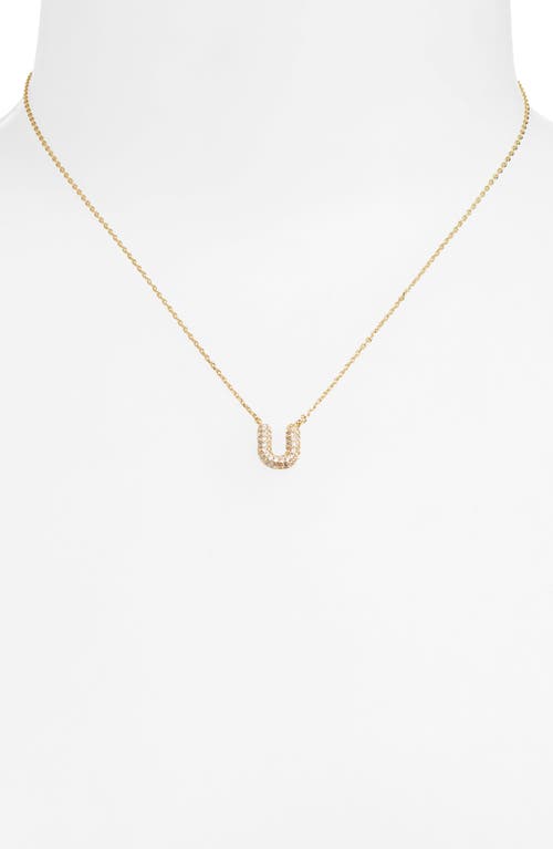 Leith Cubic Zirconia Initial Pendant Necklace In U- Clear- Gold