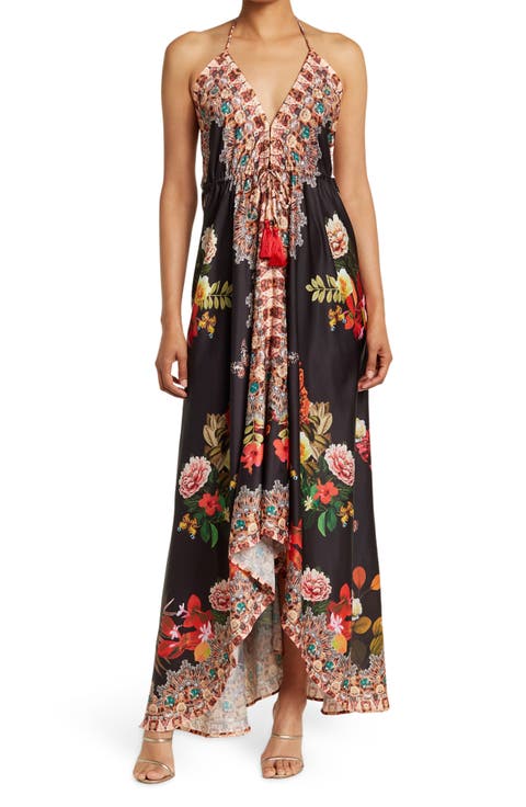 Floral Print Halter Cover-Up Dress