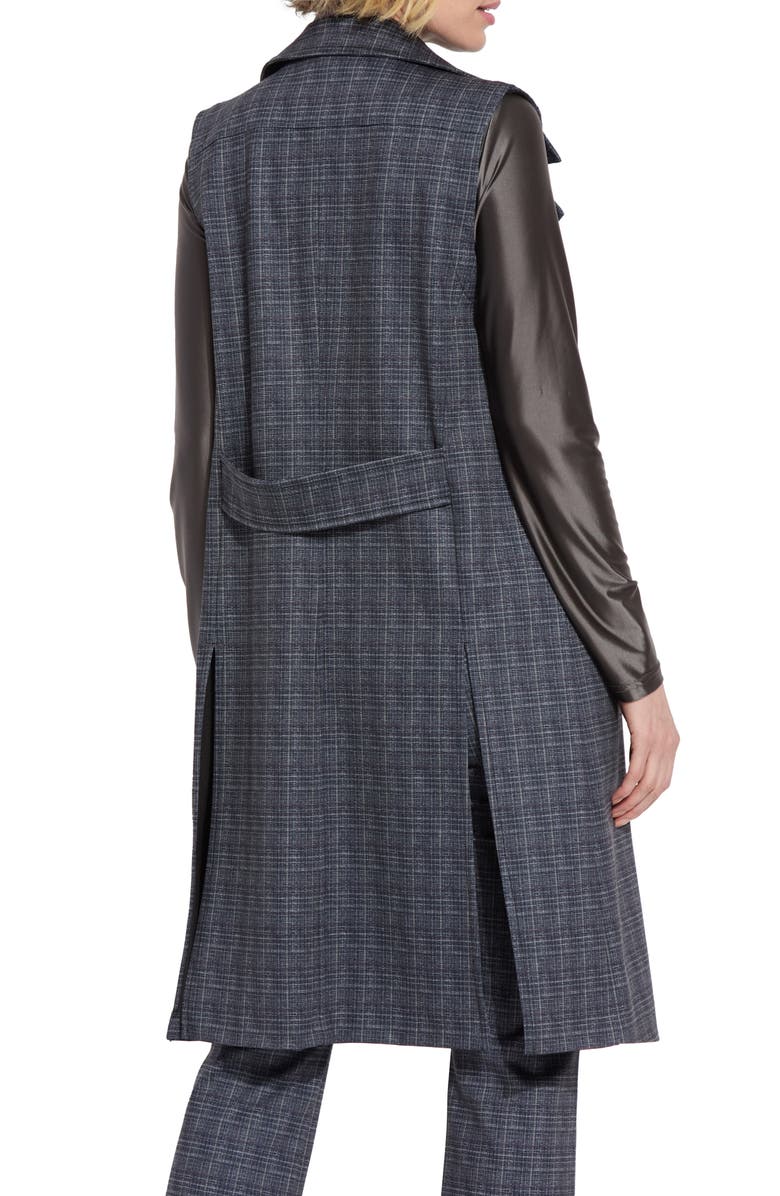 Lysse Cameron Plaid Sleeveless Ponte Trench Coat, Alternate, color, 