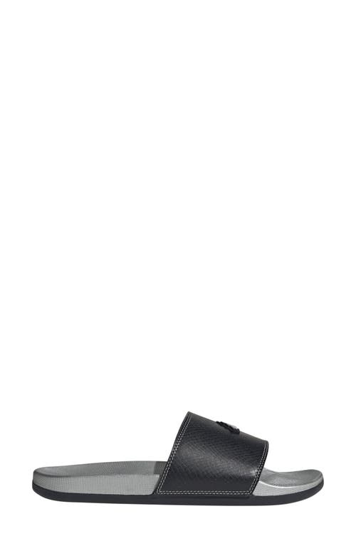 Adidas Originals Adidas Adilette Comfort Slide Sandal In Black/black/silver Metallic