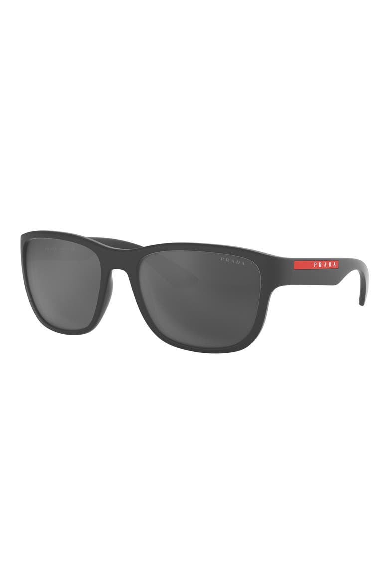 59mm Mirrored Square Sunglasses, Alternate, color, GREY RUBBER