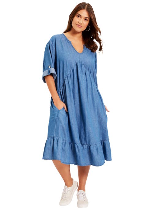 Ruffled Denim Dress (Plus Available)
