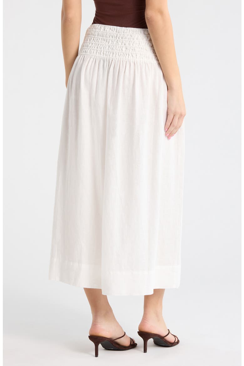 Alessa Smock Waist Linen Blend Maxi Skirt, Alternate, color, WHITE LINEN