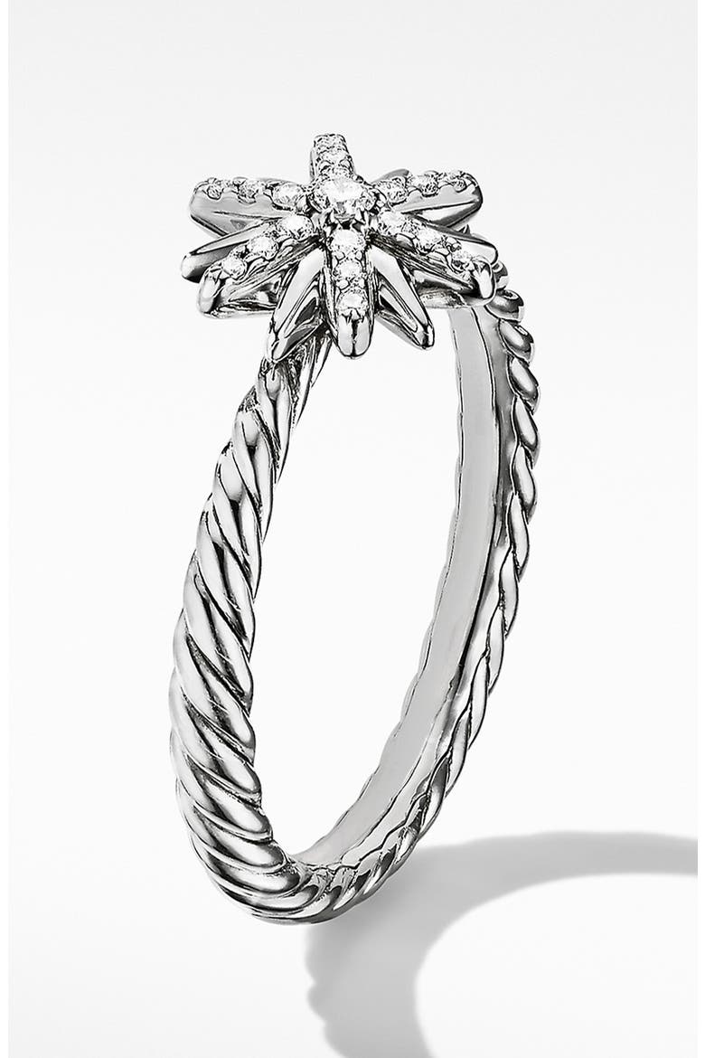 Petite Starburst Ring with Pavé Diamonds, Alternate, color, DIAMOND/ SILVER