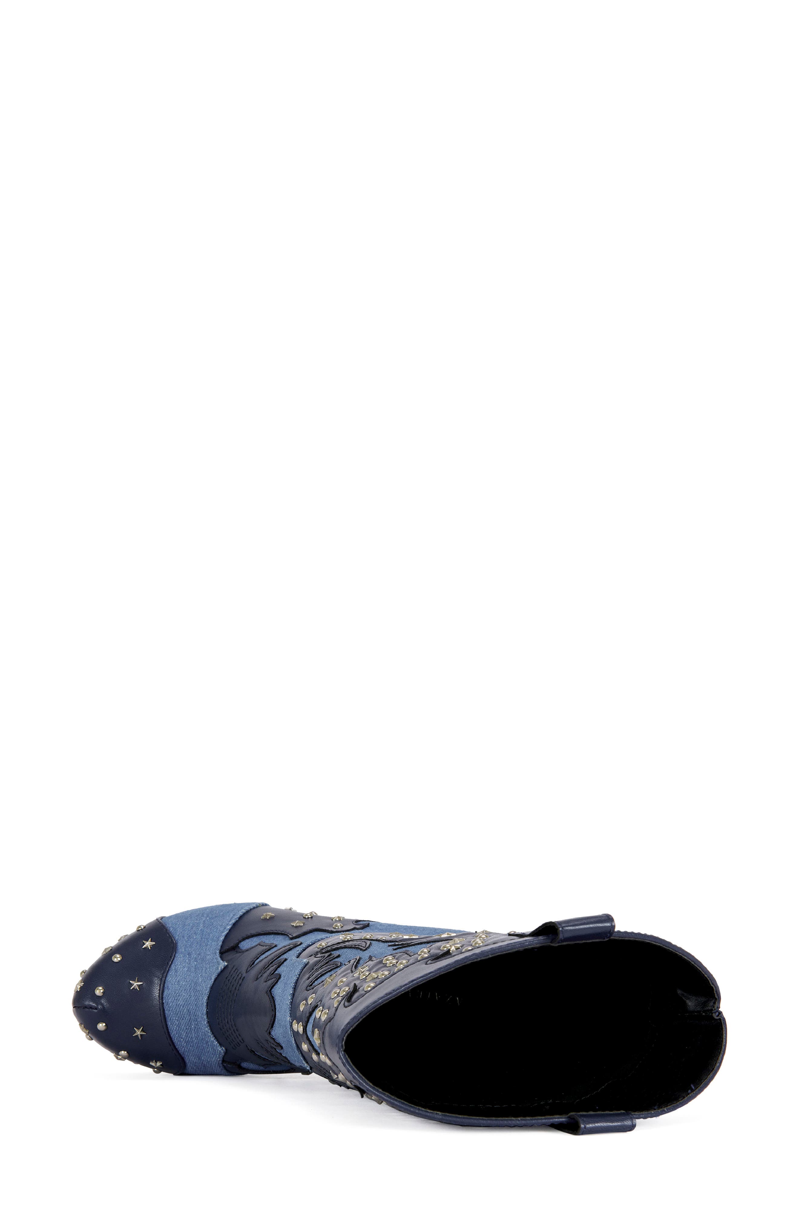 AZALEA WANG Callia Platform Western Boot, Alternate, color, Denim