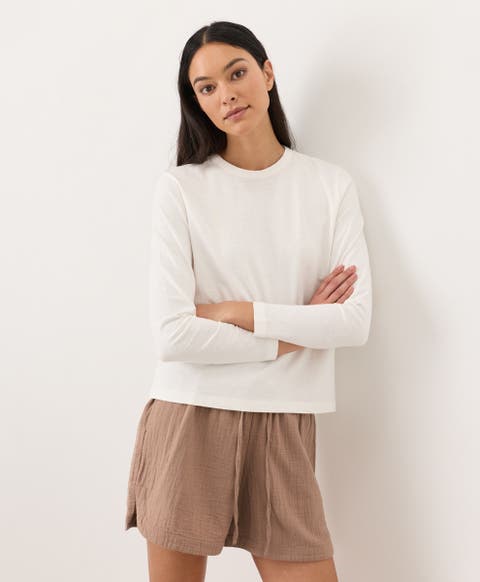 Organic Cotton Soft-Slub Essential Crewneck Long Sleeve Tee