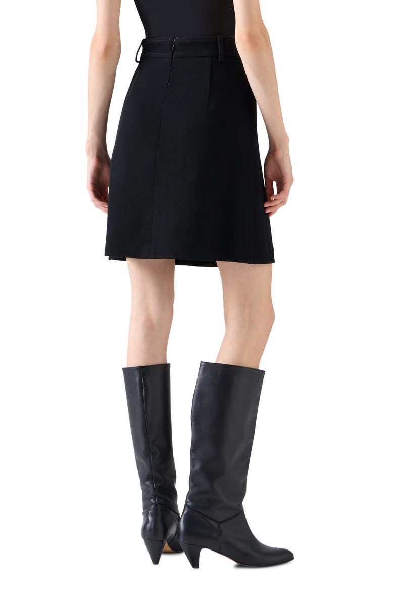 Wool Tricotine A-Line Skirt, Alternate, color, BLACK
