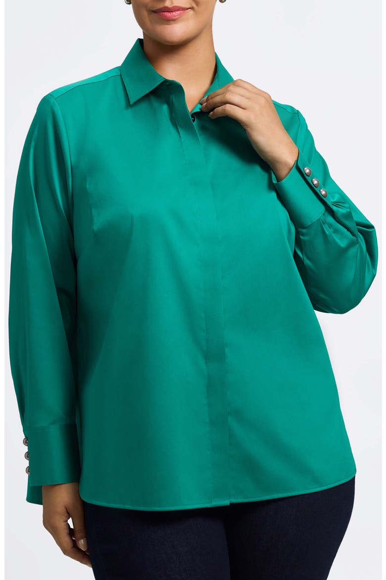 Pearly Bead Button-Up Shirt, Main, color, EMERALD