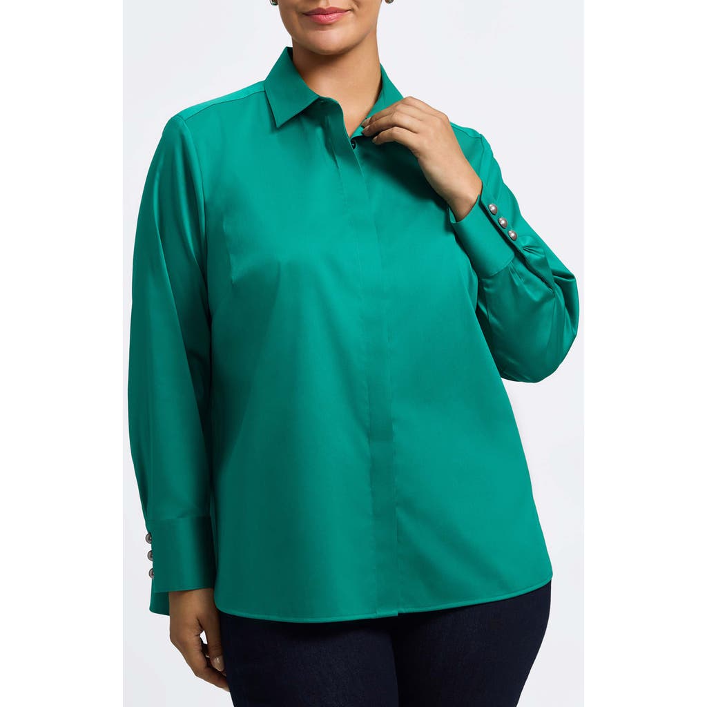 Foxcroft Pearly Bead Button-up Shirt In Green