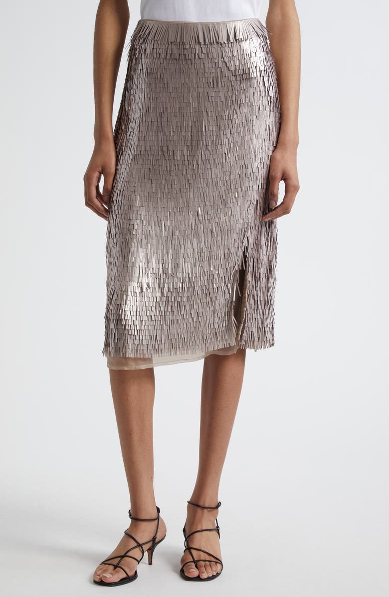 Róhe Sequin Fringe Skirt, Main, color, Silver