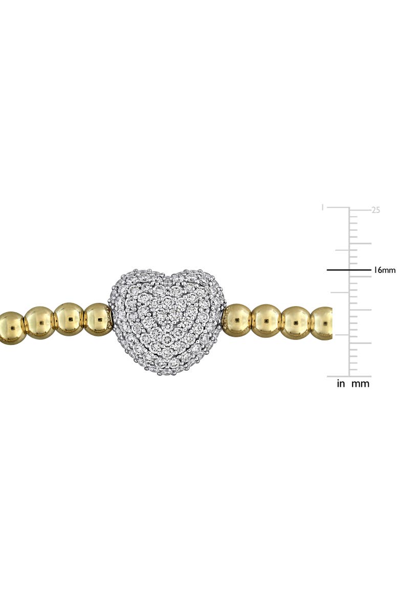 Diamond Heart Cluster Beaded Bangle 14k, Alternate, color, 14k Gold