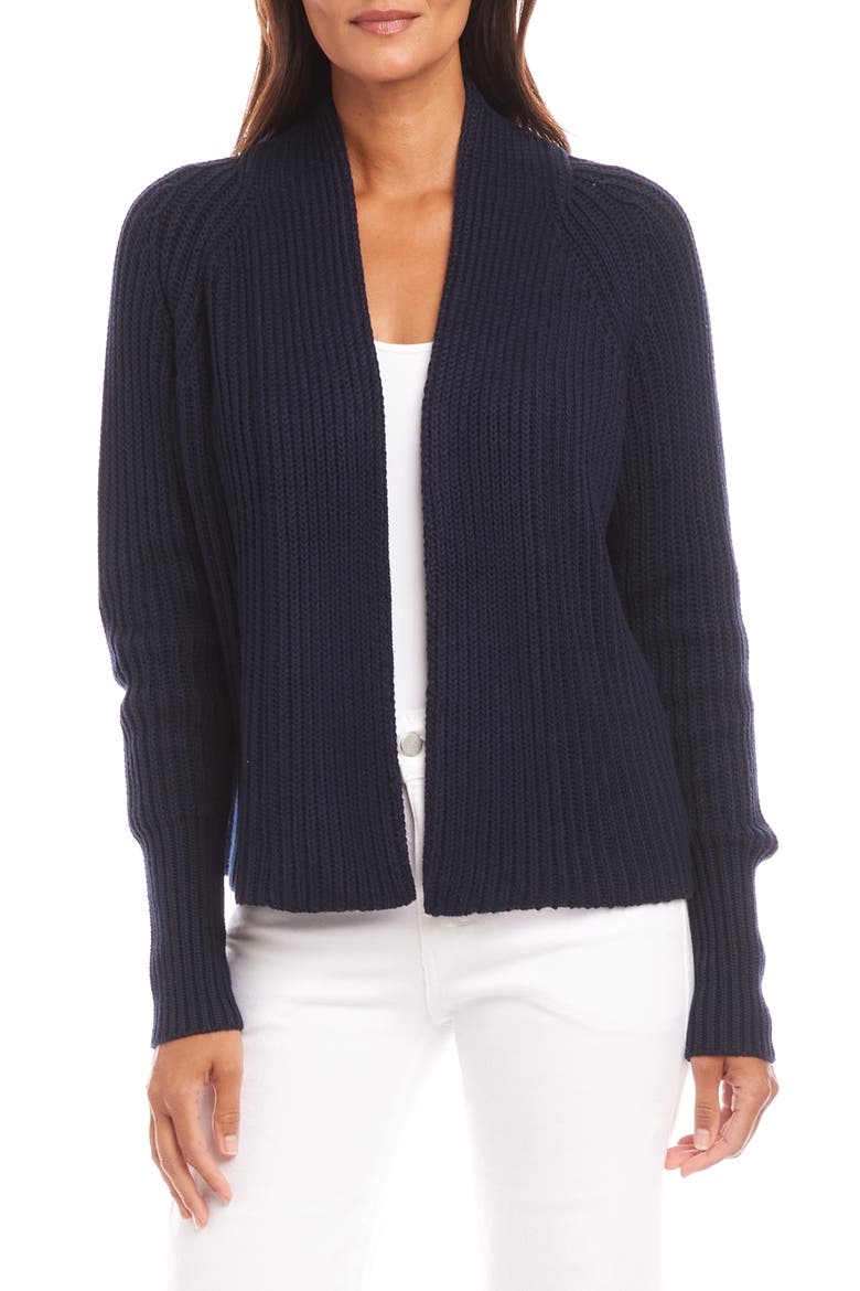 Rib Crop Cardigan, Main, color, NAVY