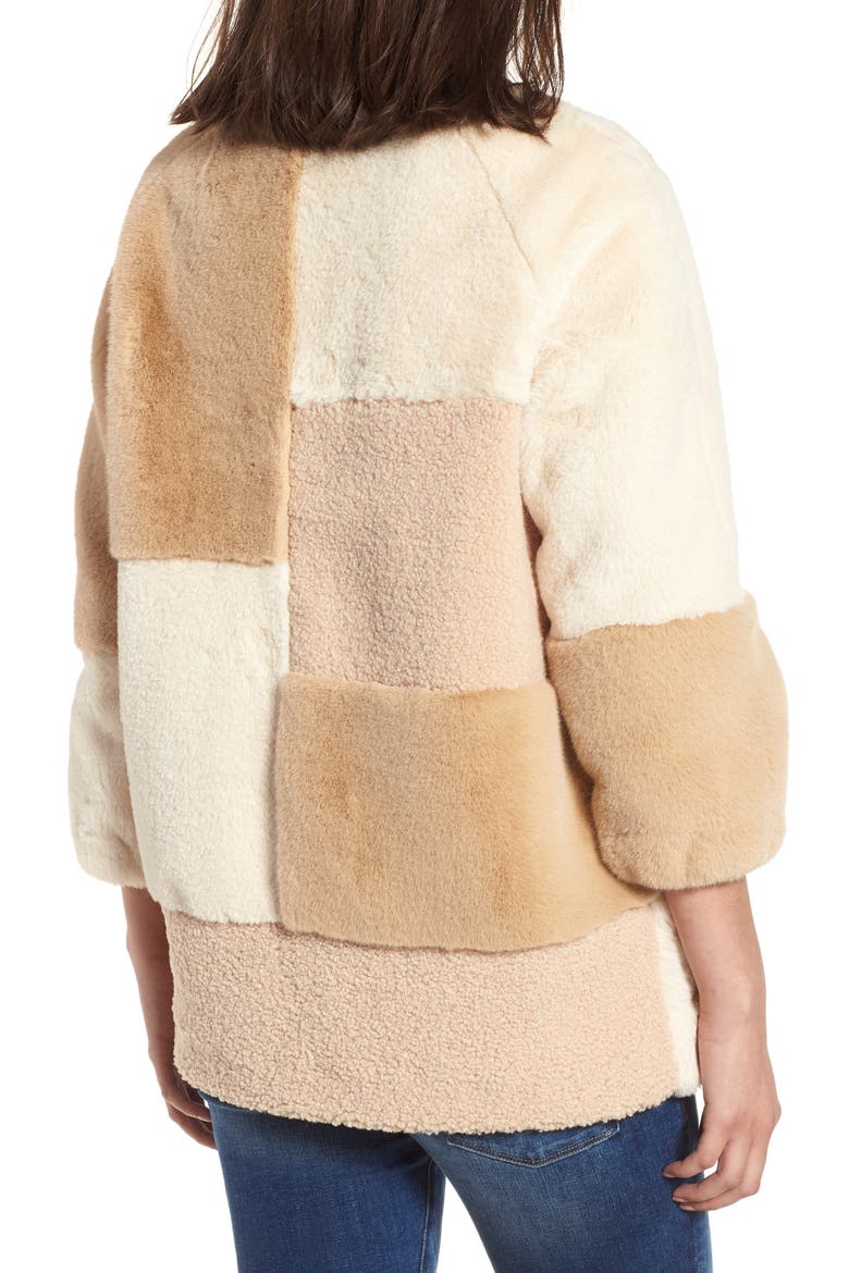 Patchwork Faux Fur Jacket, Alternate, color, BEIGE