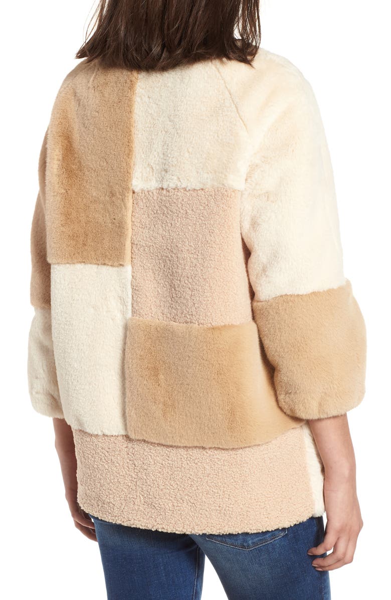 BCBGeneration Patchwork Faux Fur Jacket, Alternate, color, 