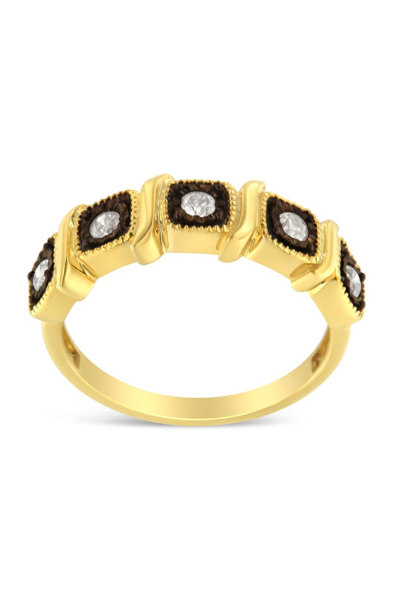 Haus of Brilliance 10K Yellow Gold Over Silver Miracle-Set 1/4 Cttw Diamond 5-Stone Ring Band, Main, color, Yellow Gold Over Silver