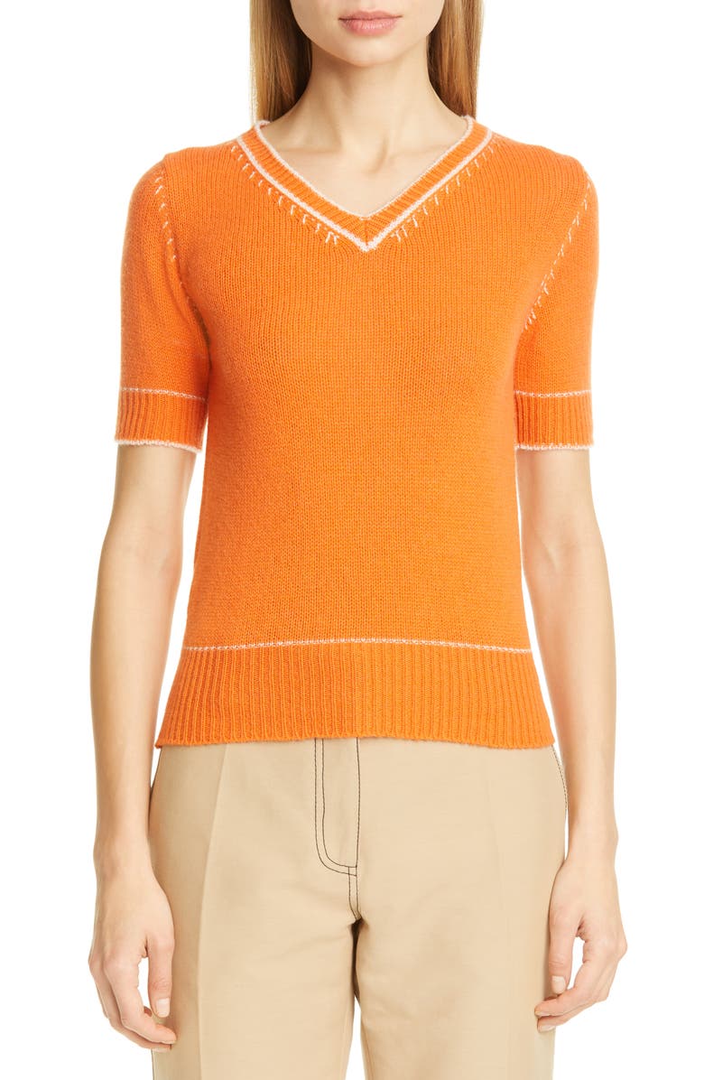 Marni Contrast Detail Cashmere Sweater, Main, color,