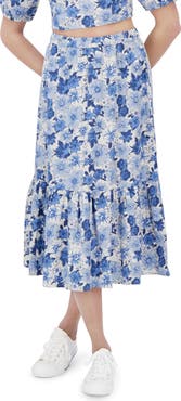 Lucky Brand Floral Two-Piece Crop Top & Midi Skirt