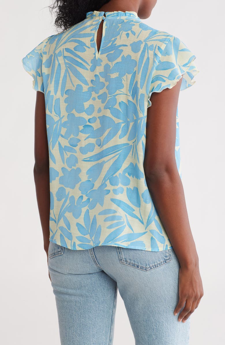 Nanette Lepore Flutter Sleeve Print Top, Alternate, color, Light Blue