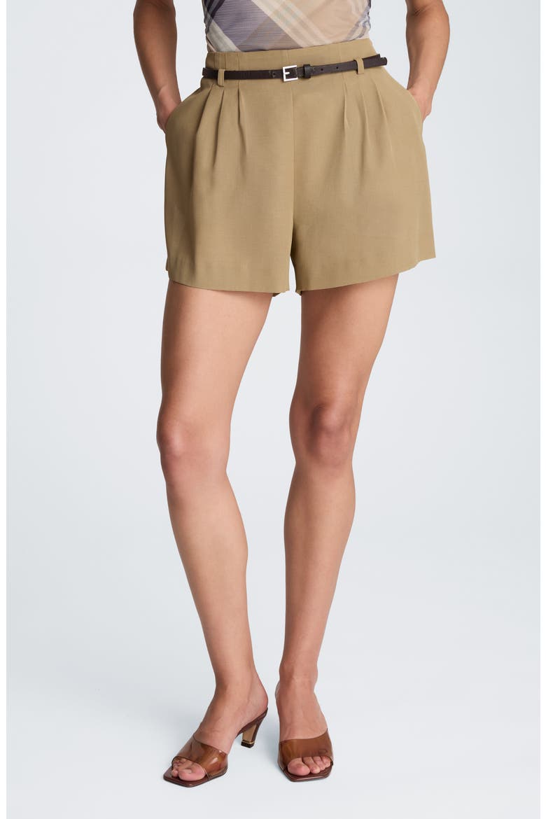 Belted High Waist Shorts, Main, color, MOSS TAUPE