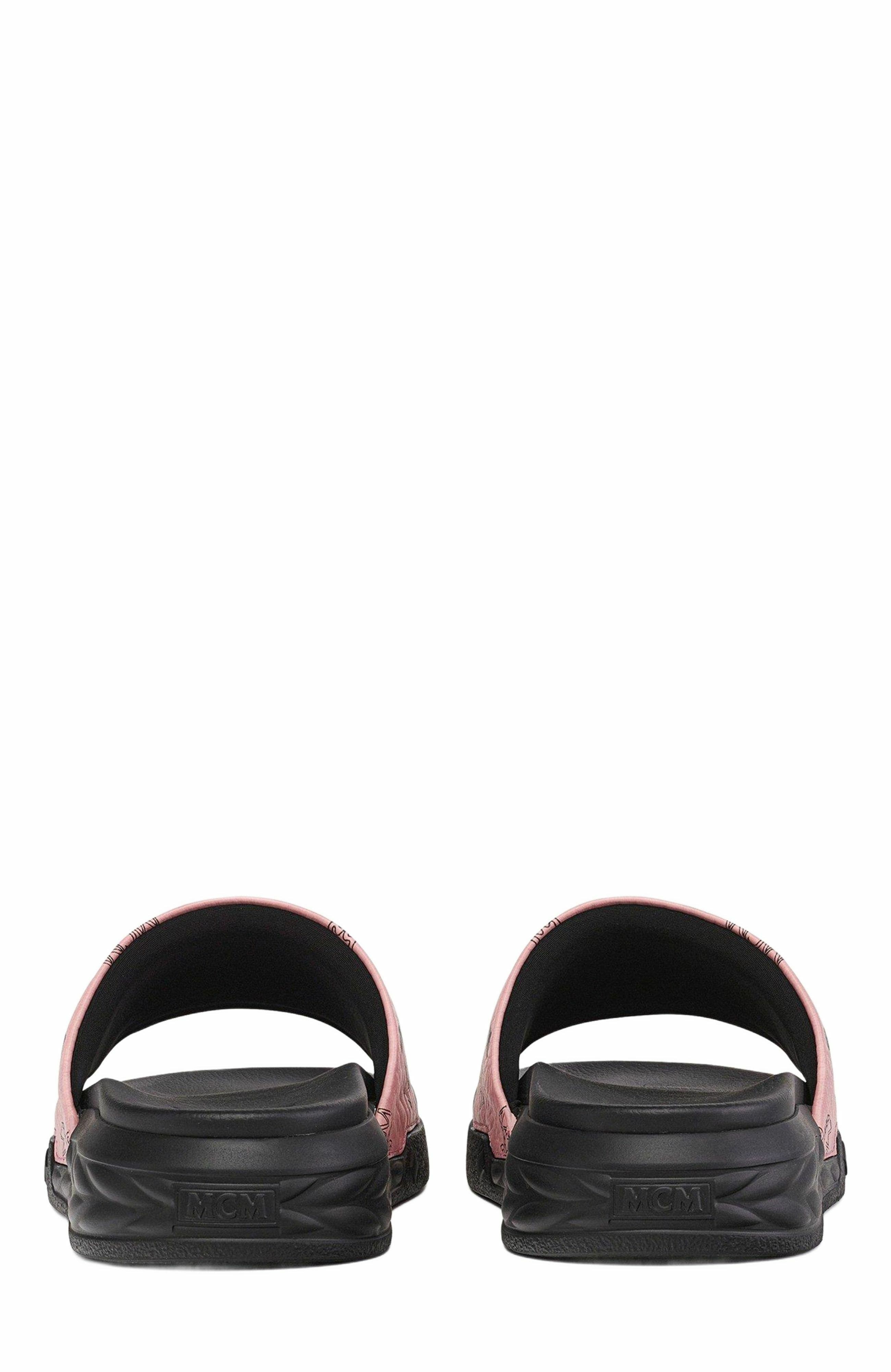 MCM Visetos Slide Sandals, Alternate, color, Pink