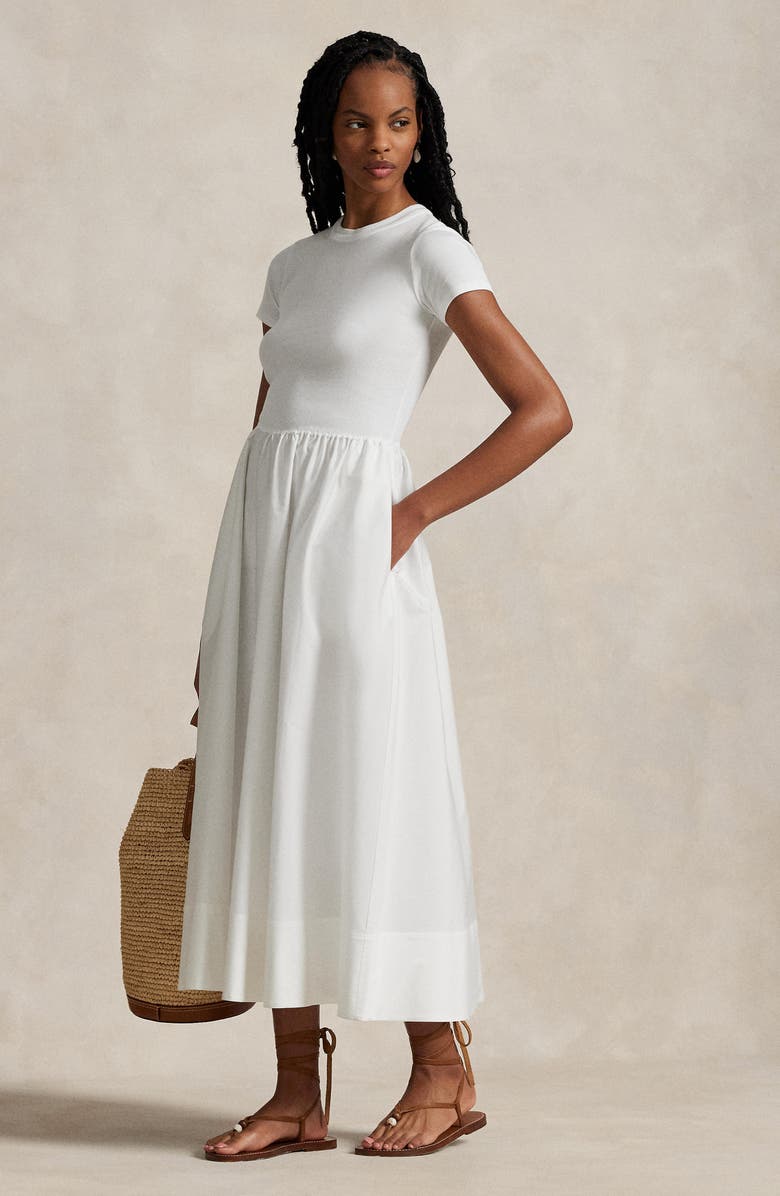 Polo Ralph Lauren Short Sleeve Cotton Midi Dress, Alternate, color,