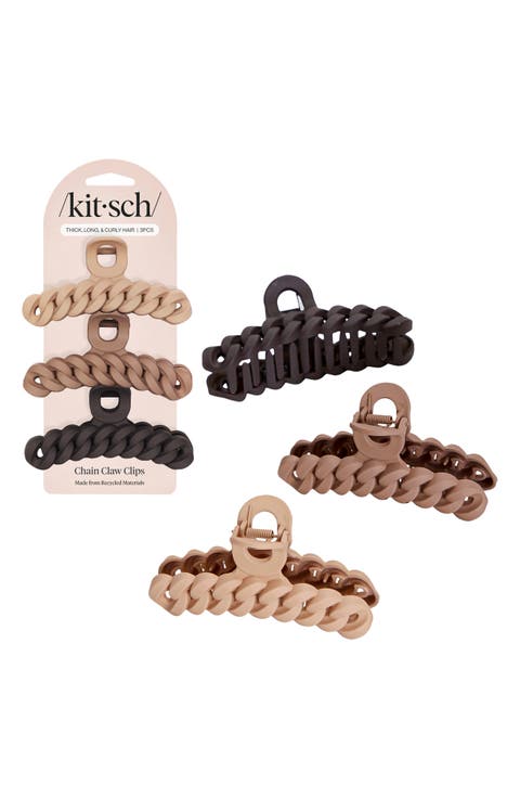 3-Pack Assorted Chain Claw Clips