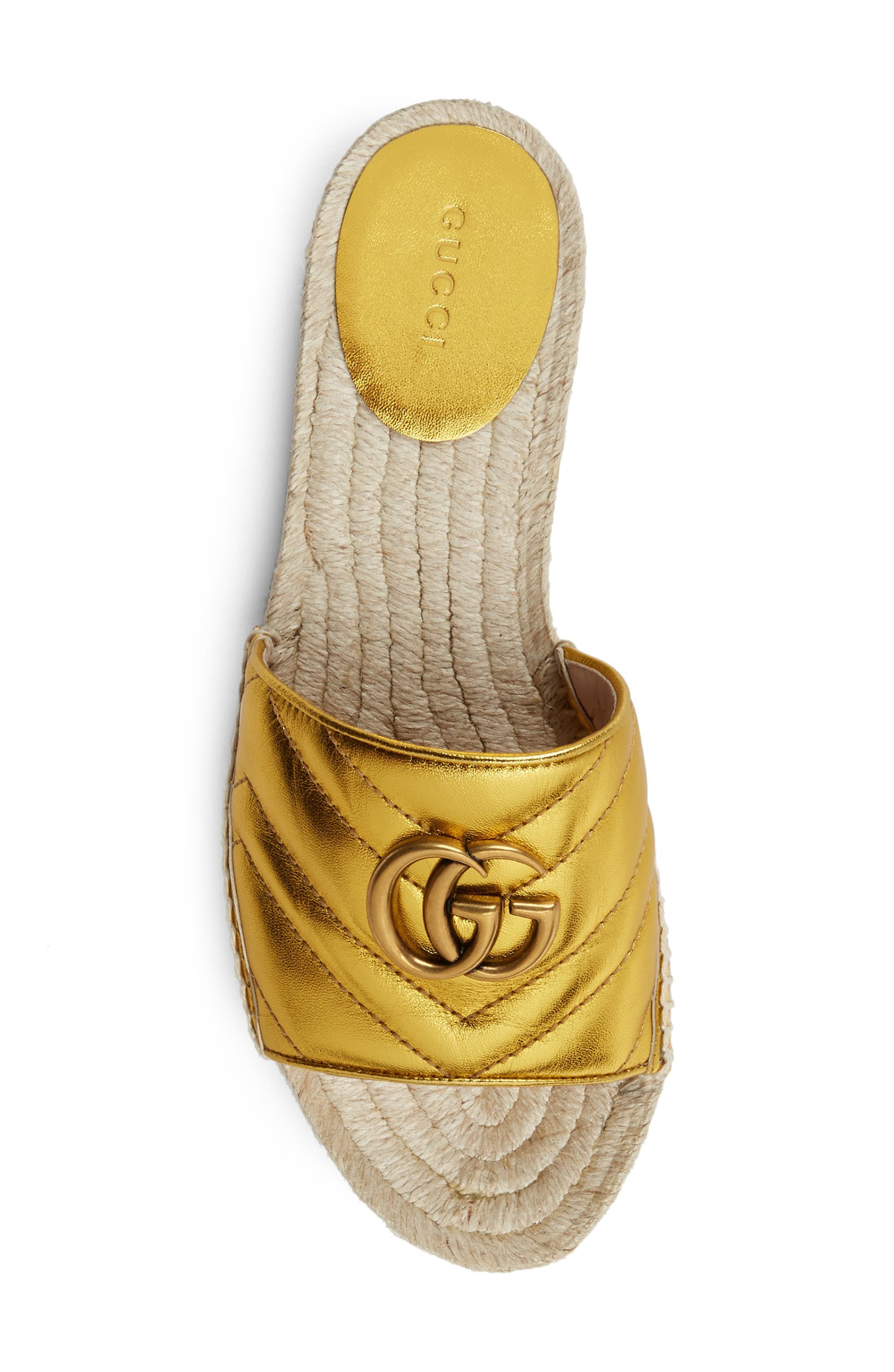 Pilar Espadrille Slide Sandal, Alternate, color, GOLD