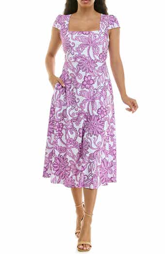 Floral Cap Sleeve Fit & Flare Dress