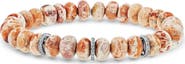 Sheryl Lowe Mexican Fire Opal 8MM Bead Bracelet With 3 Diamond Rondelles