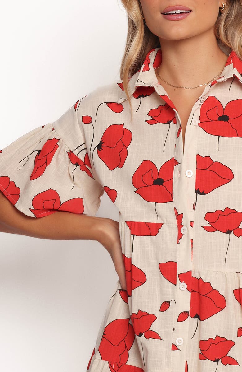 Petal & Pup Floral Button-Up Shirtdress, Alternate, color, Red Poppy Print