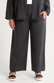 Eileen Fisher Wide Leg Organic Linen Ankle Pants