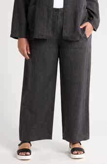 Eileen Fisher Wide Leg Organic Linen Ankle Pants