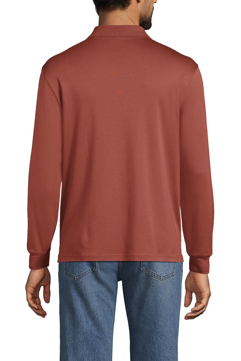 Long Sleeve Cotton Supima Polo Shirt, Alternate, color, Earthen Clay