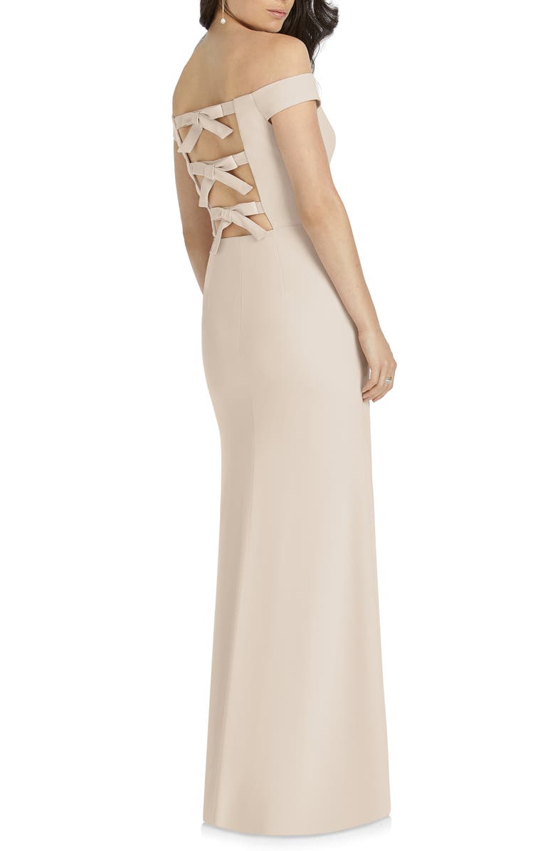 Dessy Collection Off the Shoulder Bow Back Evening Dress, Alternate, color, 