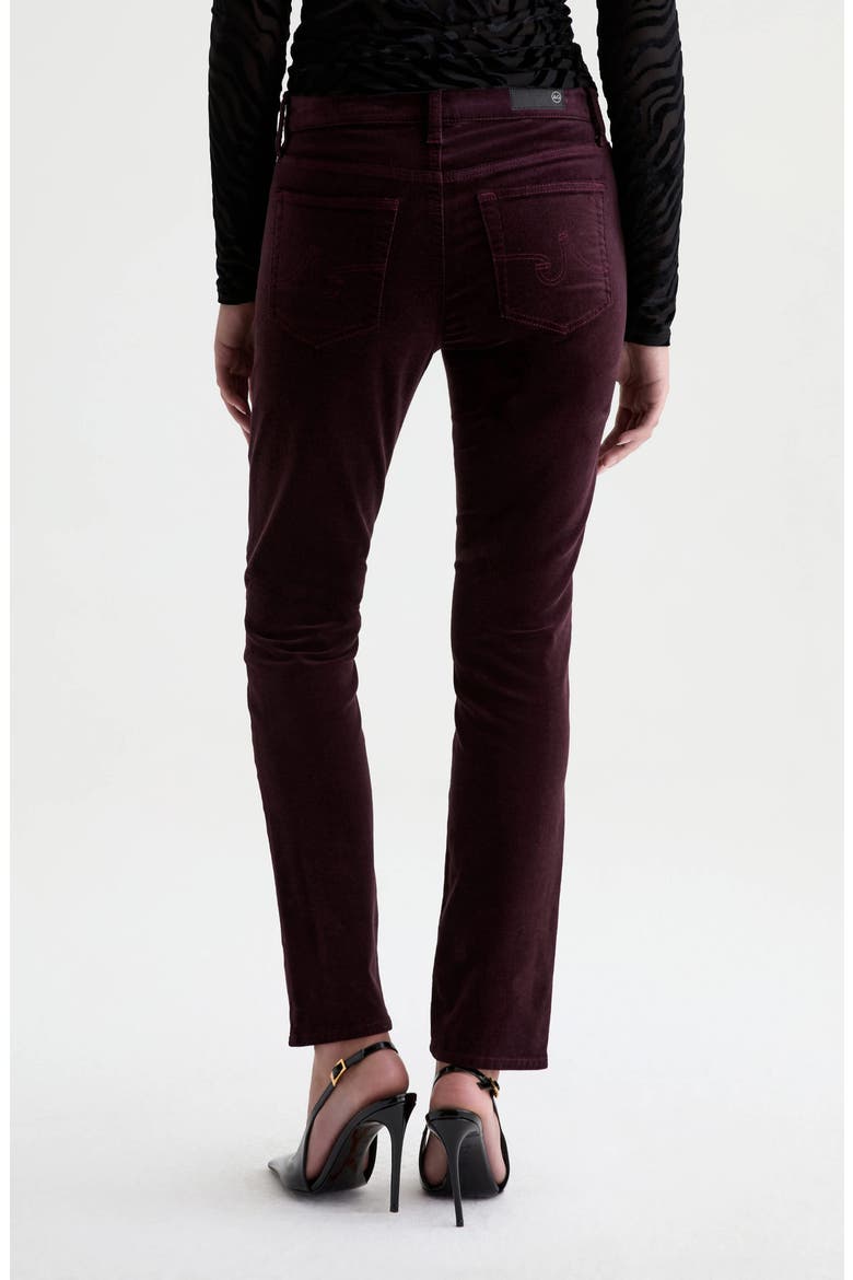 Mari Mid Rise Slim Straight Leg Velvet Jeans, Alternate, color, CHERRY SWING