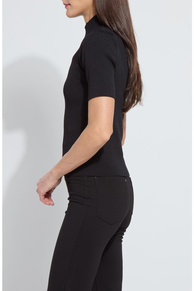 Bernadette Mock Neck Short Sleeve Sweater, Alternate, color, BLACK