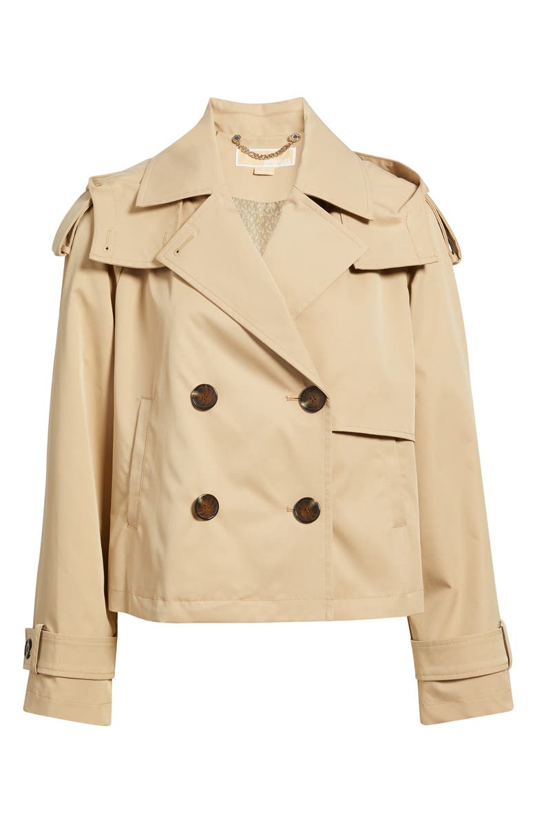 Michael Kors Crop Trench Coat with Removable Hood, Main, color, 