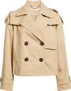 Michael Kors Crop Trench Coat with Removable Hood