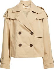 Michael Kors Crop Trench Coat with Removable Hood