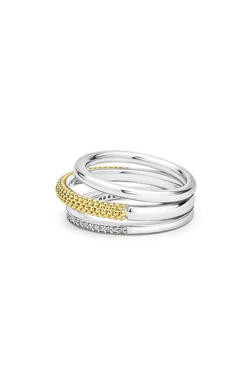 Lagos Caviar Lux Pavé Diamond Ring In Two-tone