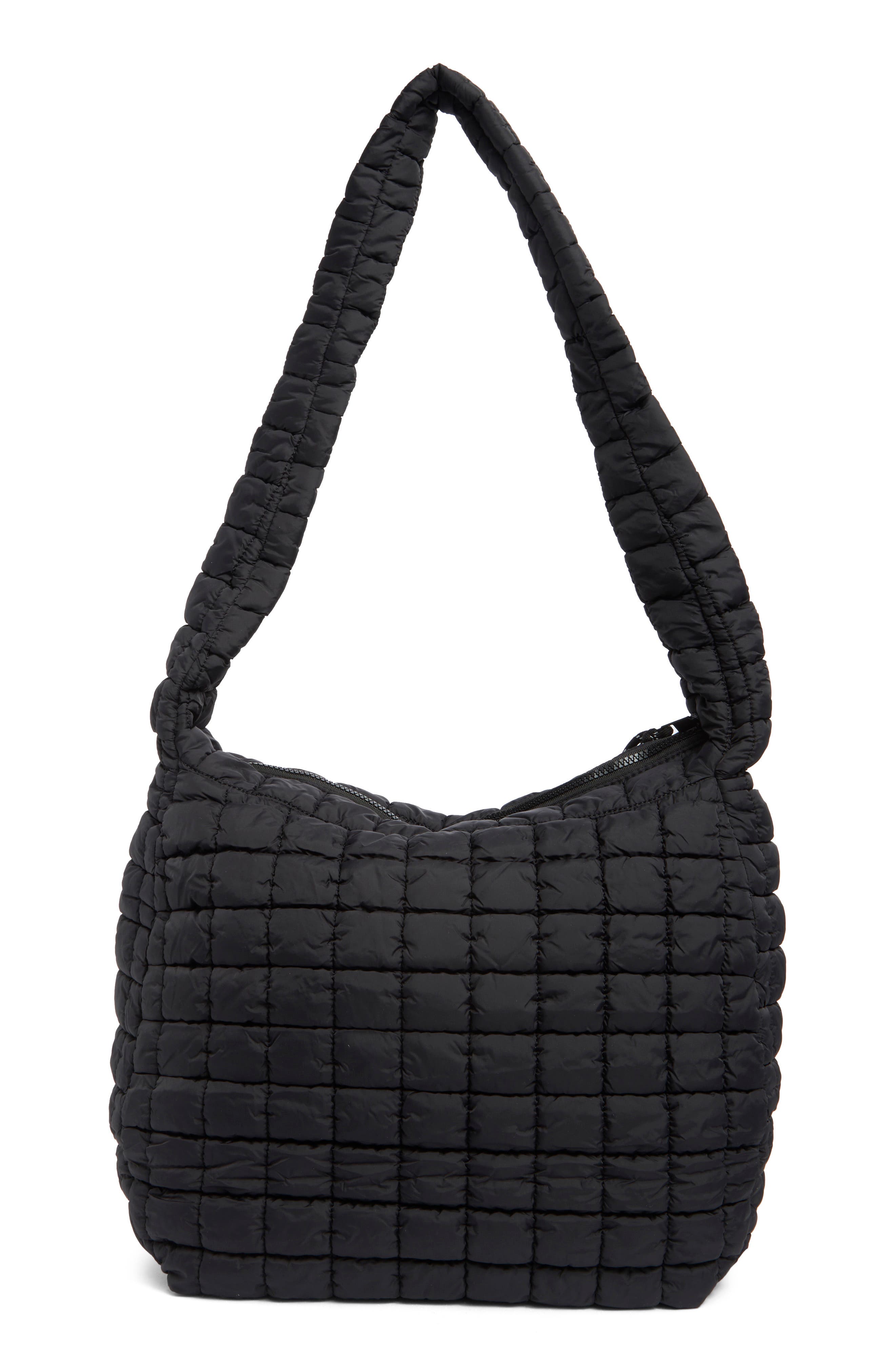 URBAN EXPRESSIONS HANDBAGS Square Quilt Nylon Hobo Bag, Alternate, color, Black