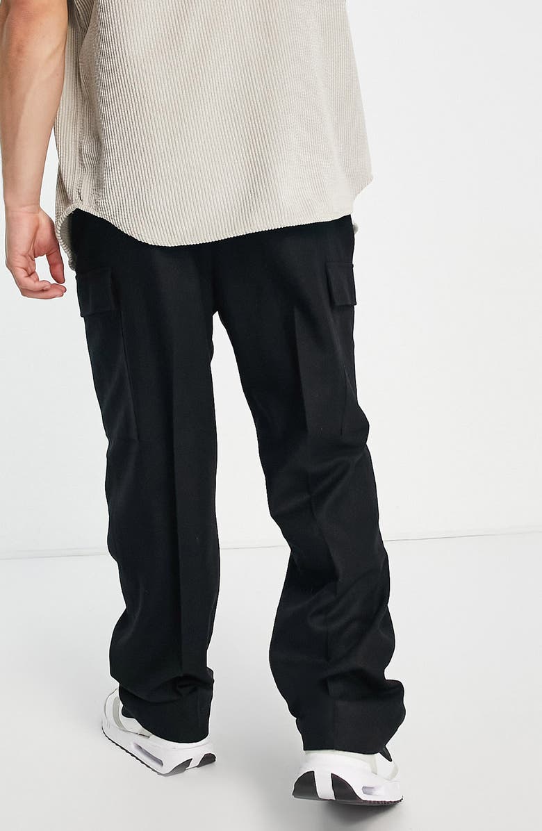 Topman Wide Leg Cargo Pants, Alternate, color, 