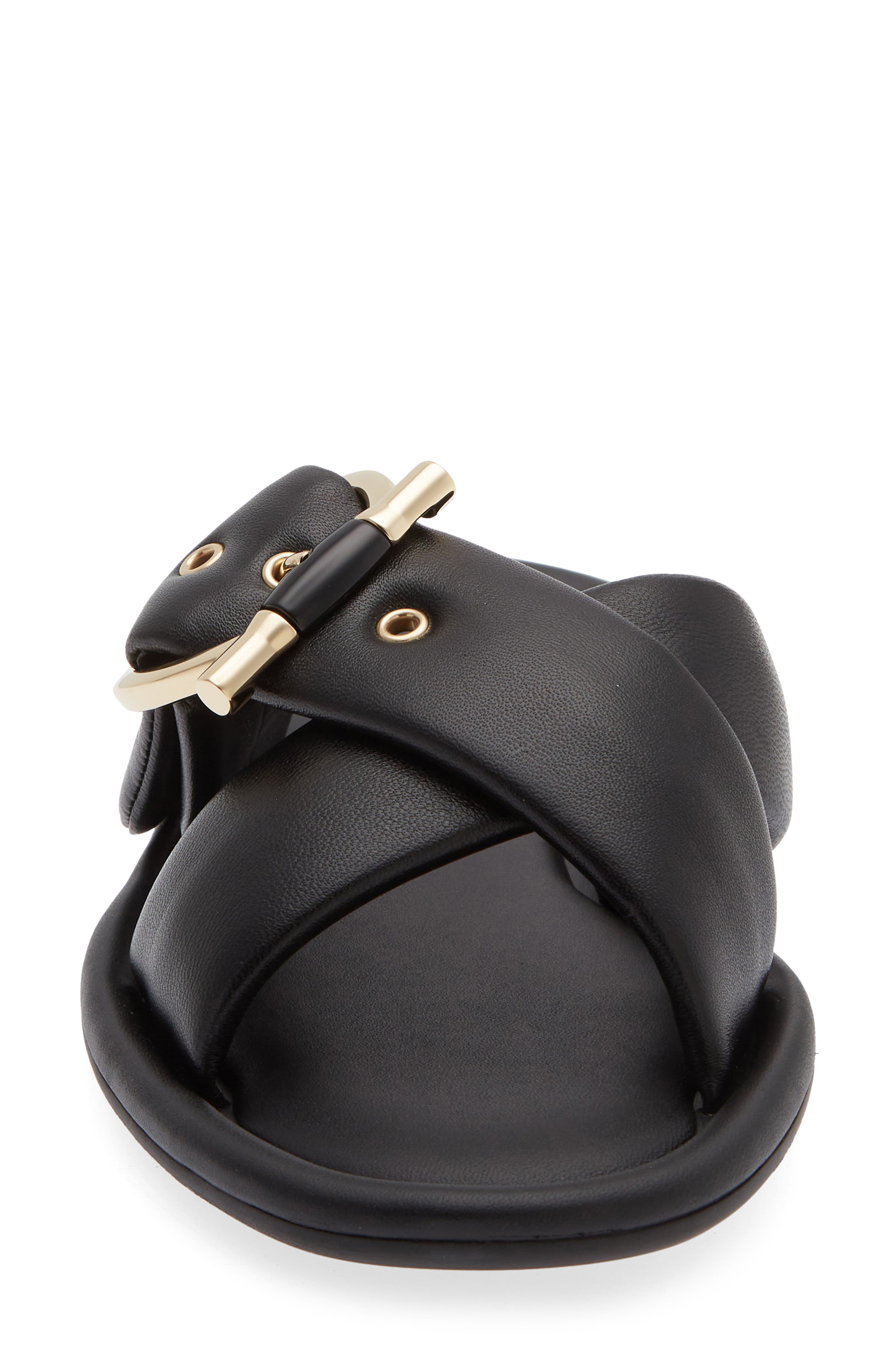 FERRAGAMO Elyzia Gancio Buckle Slide Sandal, Alternate, color, Black